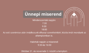 Mindenszentek – ünnepi miserend